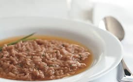 Truffled Red Wine Risotto with Parmesan Broth