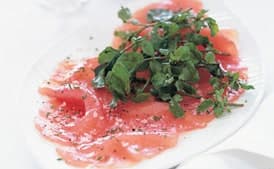 Tuna Carpaccio with Watercress Salad and Balsamic Dressing