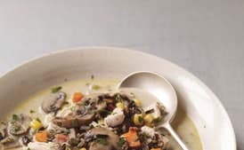 Turkey Chowder with Wild Rice, Crimini, and Pancetta