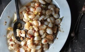 Turnips with Bacon and Pickled Mustard Seeds