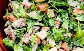 Two-Potato Salad with Creole Mustard, Bacon, and Arugula