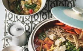 Udon with Mushroom Broth, Cabbage, and Yams