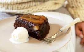 Upside-Down Pear Gingerbread Cake