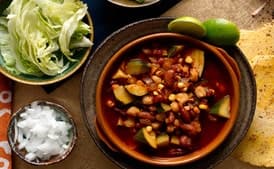 Vegetarian Red Pozole with Red Beans