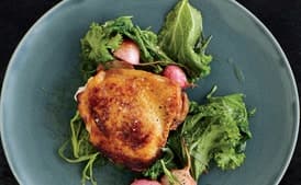 Vinegar-Marinated Chicken with Buttered Greens and Radishes