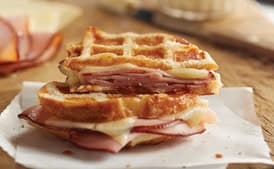 Waffled Ham and Cheese Melt with Maple Butter