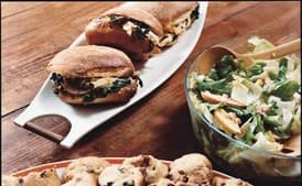 Warm Chicken Sandwiches with Mushrooms, Spinach and Cheese