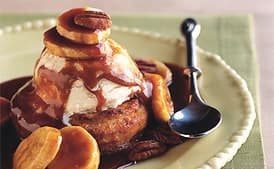 Warm Doughnuts à la Mode with Bananas and Spiced Caramel Sauce