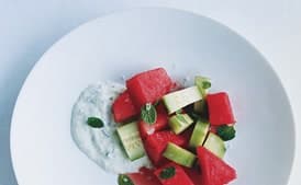 Watermelon and Cucumber Mint Tsatsiki Salad