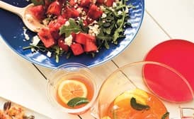 Watermelon, Feta, and Arugula Salad with Balsamic Glaze