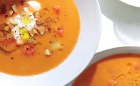 Watermelon Gazpacho with Feta Crema
