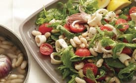 White Beans with Squid, Arugula, and Cherry Tomatoes