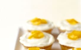White Chocolate Cupcakes with Candied Kumquats