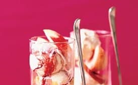 White Peach, Cassis, and Champagne Floats