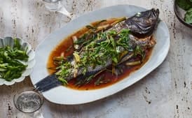 Whole Black Bass with Ginger and Scallions