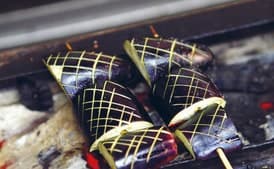 Whole Grilled Japanese Eggplant with Lemon and Soy Sauce