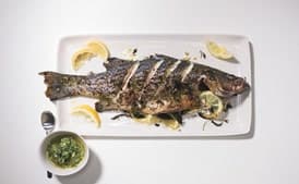 Whole Striped Bass with Lemon and Mint