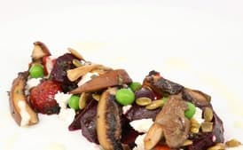 Wild Mushroom, Roasted Beet, and Goat Cheese Salad with Onion Purée